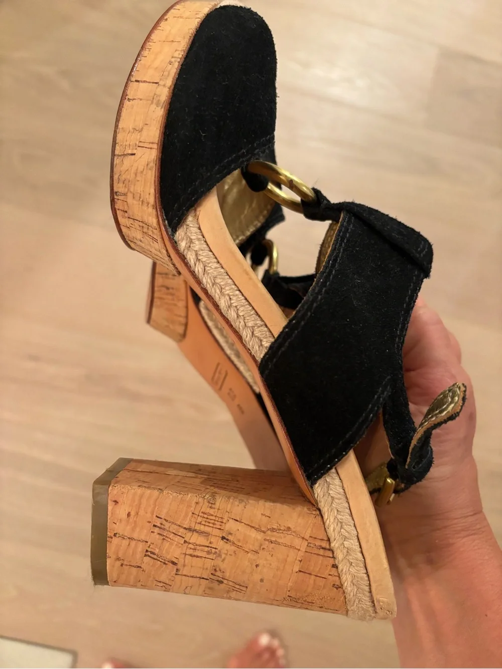 Coach Black Suede Open-Toe Ankle Strap Sandals size 9